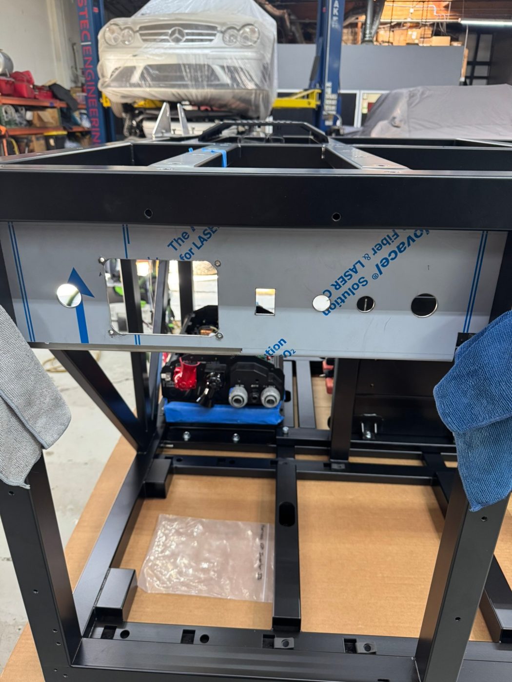 Laser-cut control panel plate fitted to the TAP chassis
