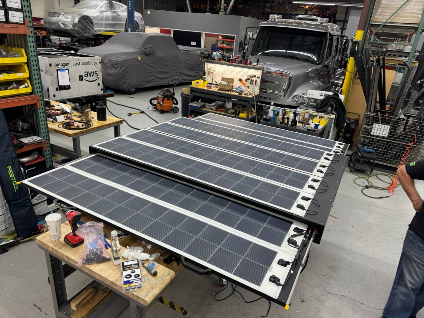Solar panels mounted on the TAP fold-out array