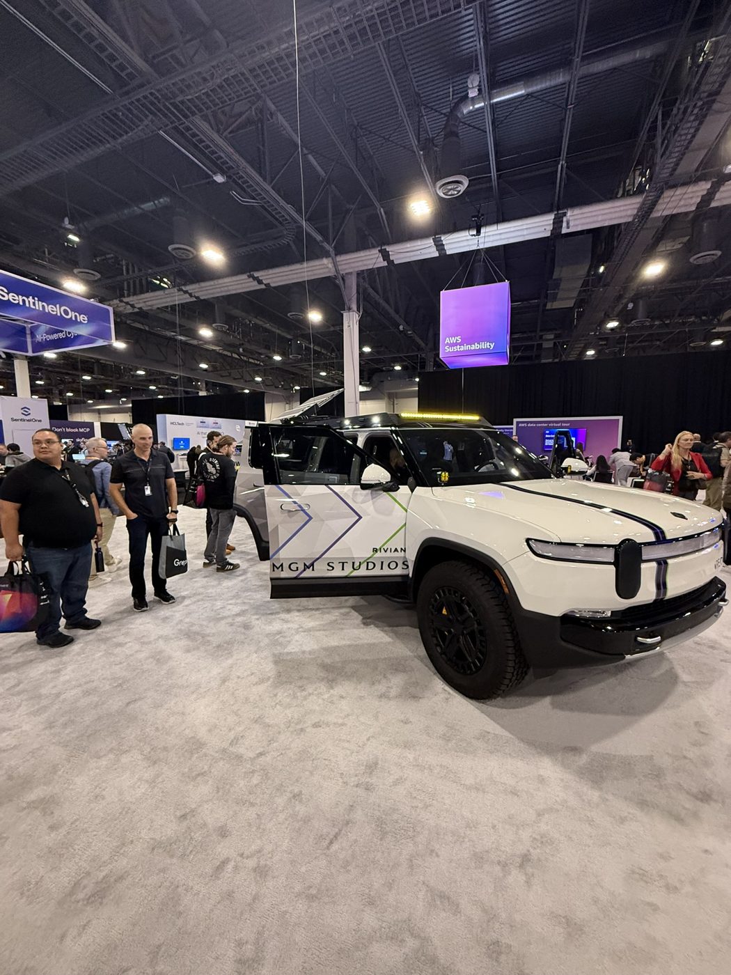 The DCE-built Rivian R1S on the AWS re:Invent 2025 expo floor