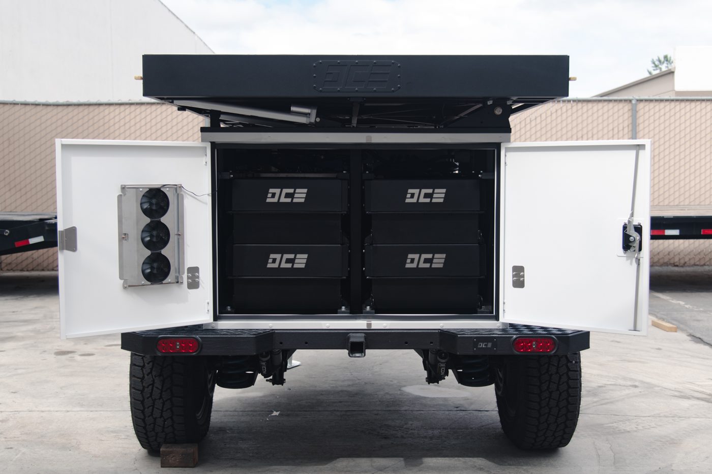 NMC lithium battery modules inside the TAP trailer