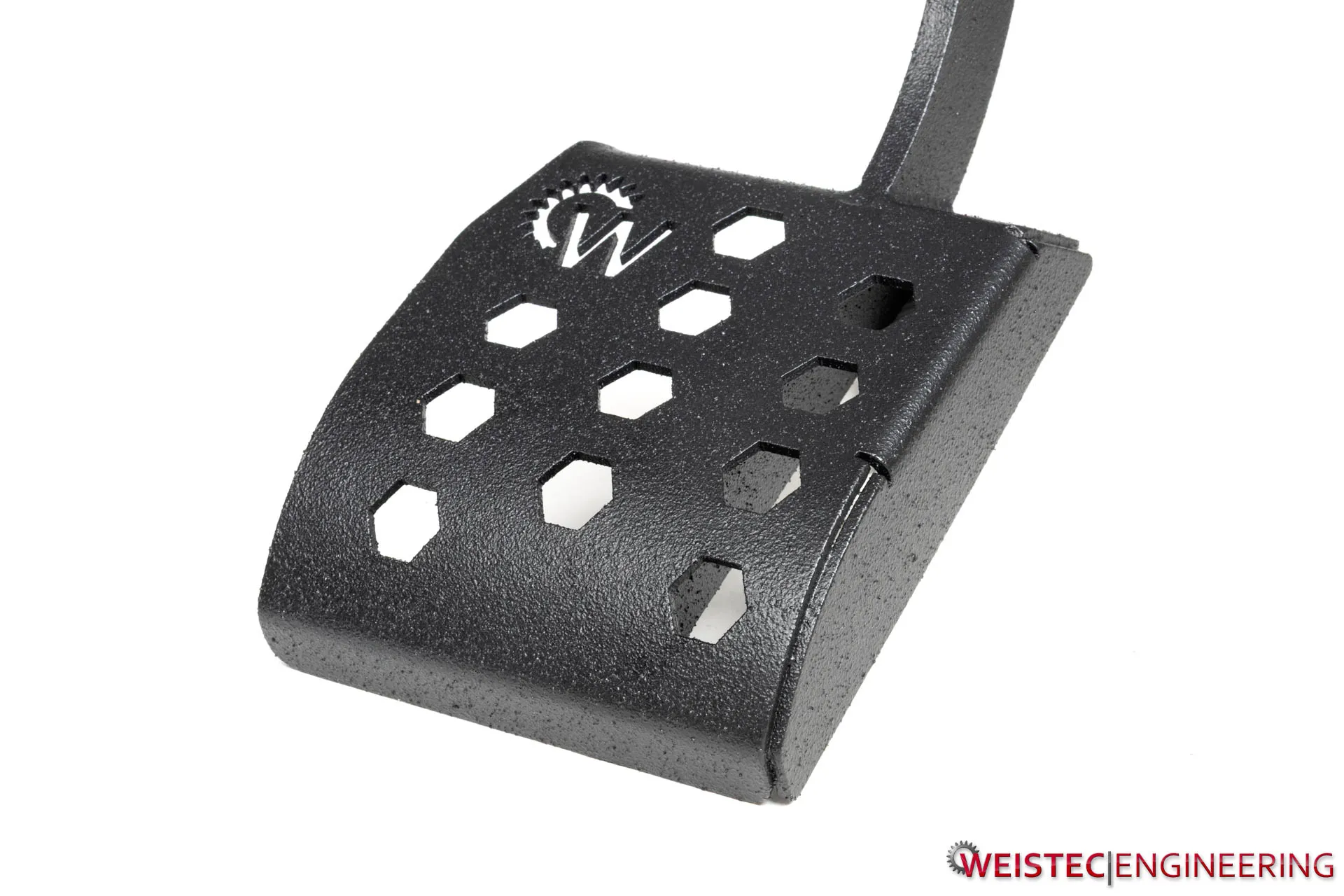 Weistec RZR Pro XP Brake Pedal close up to show textured black powder coat and guide plate replacement for part number 1024347-458