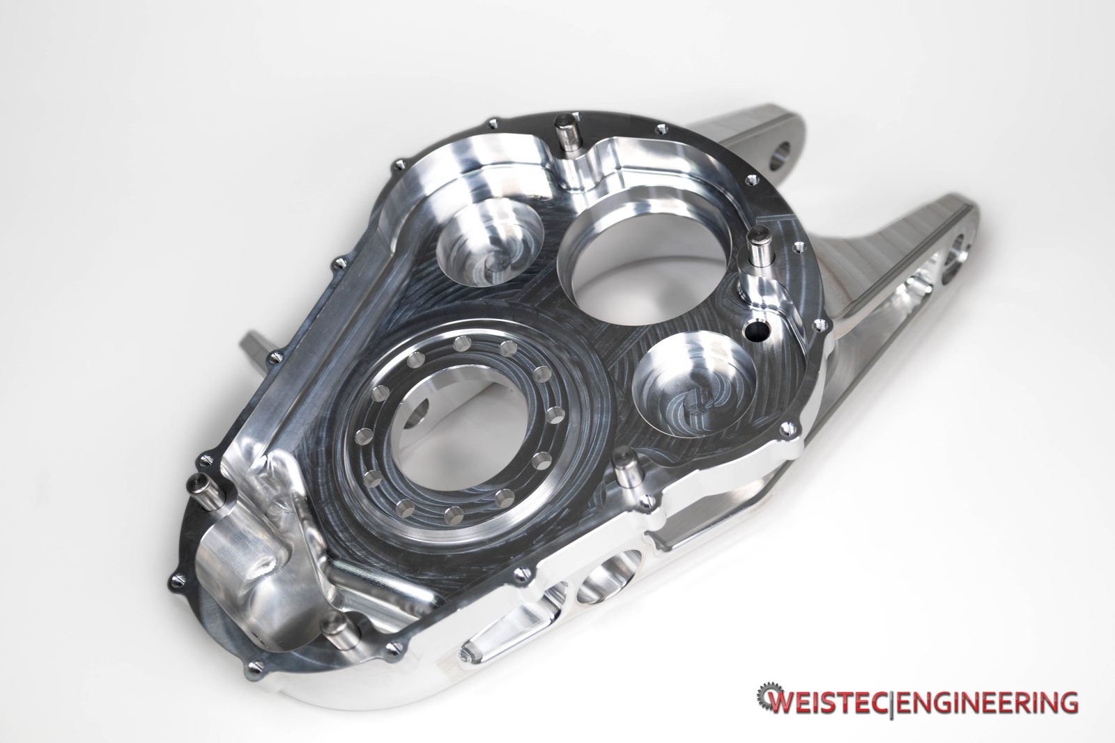 Machined 7075 aluminum housing with bearing bores