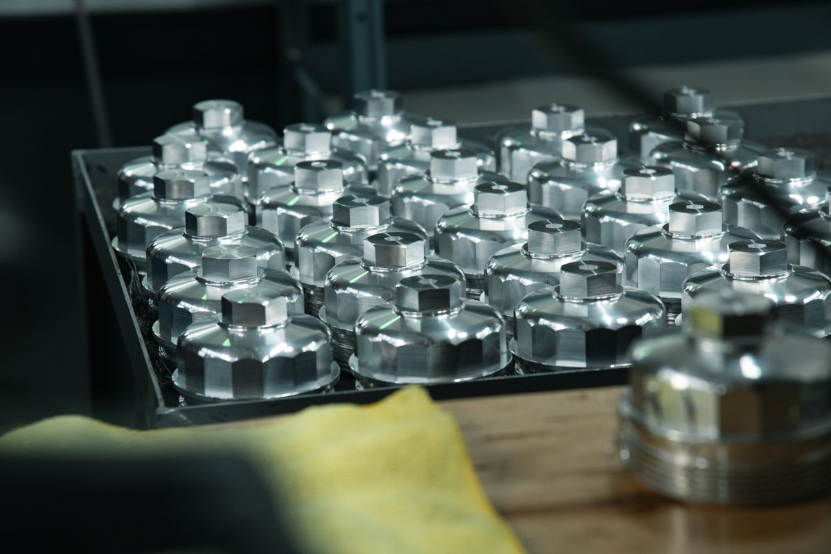 Tray of precision machined aluminum components