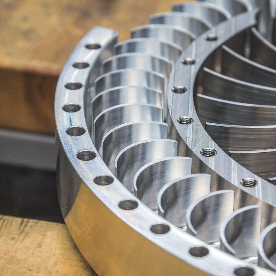 Large precision-machined aluminum radial component