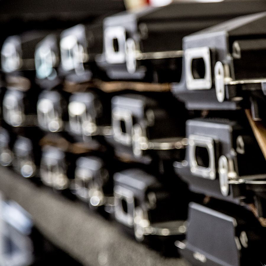 Production run of cast and machined flanged housings on the rack